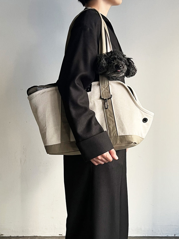 Pet Carrier Canvas Tote M - BEIGE